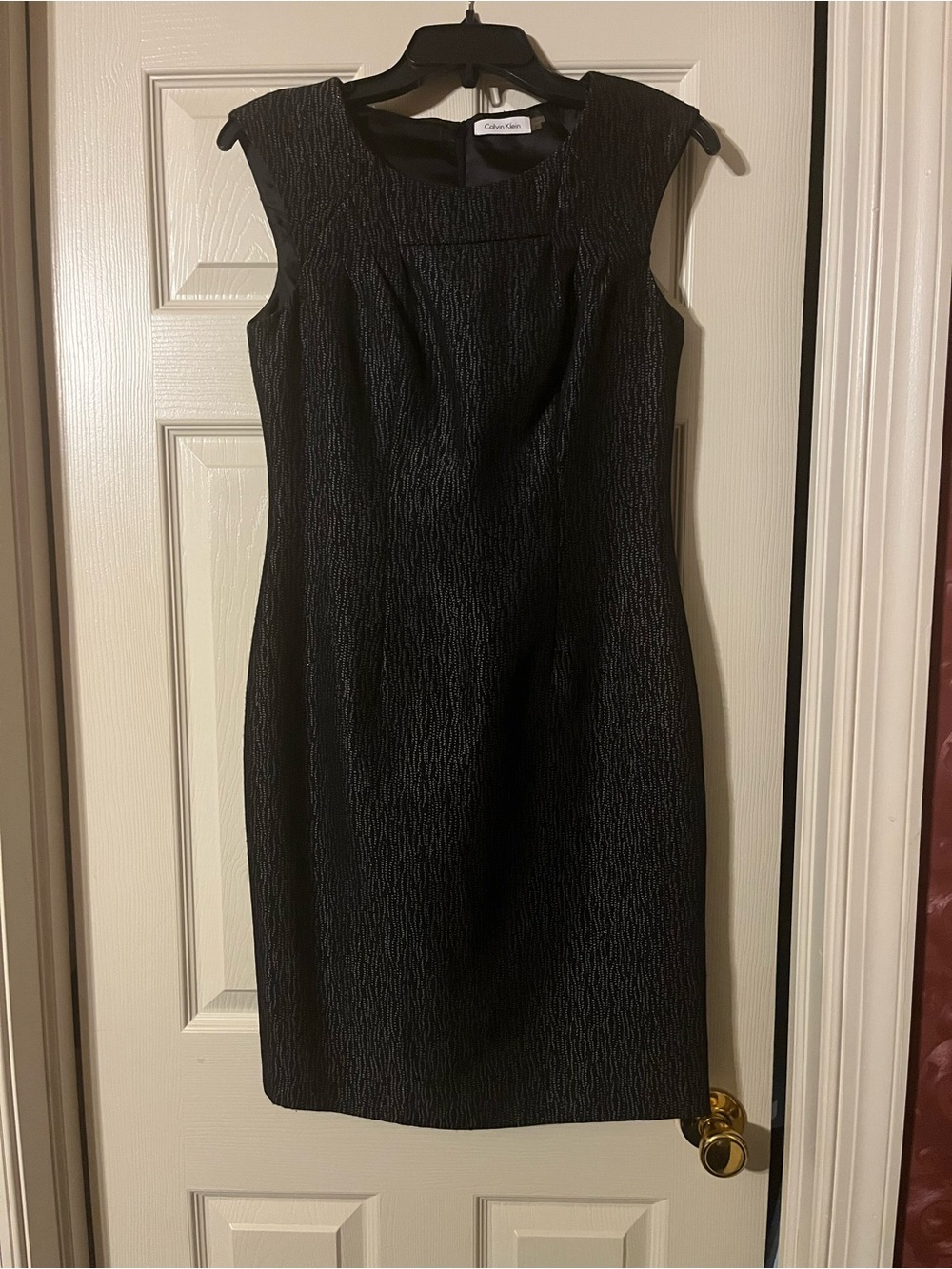 Calvin Klein Black Textured Sheath Dress